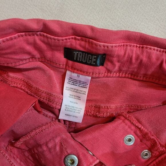 Girl's Truce Red Snap Front Collar Shorts Size 10 - Picture 4 of 5